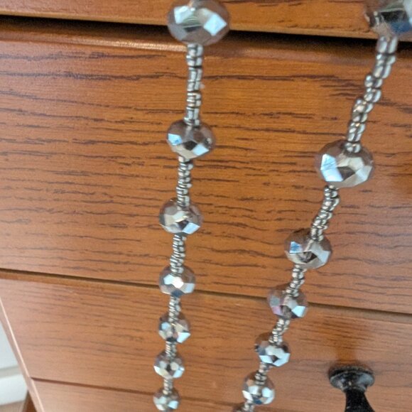 42" Vintage Diamond almond cut Gray glass necklace - Picture 6 of 6